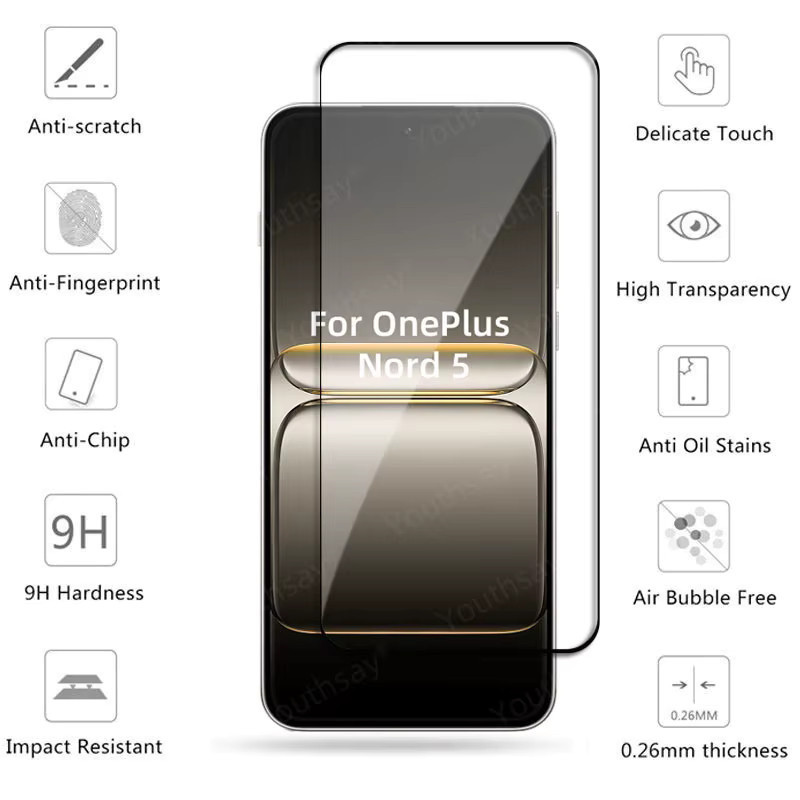 OnePlus Nord 5 Panzerglas Schutzfolie mit Vollabdeckung und Kameraschutz, Transparent - Bild 2