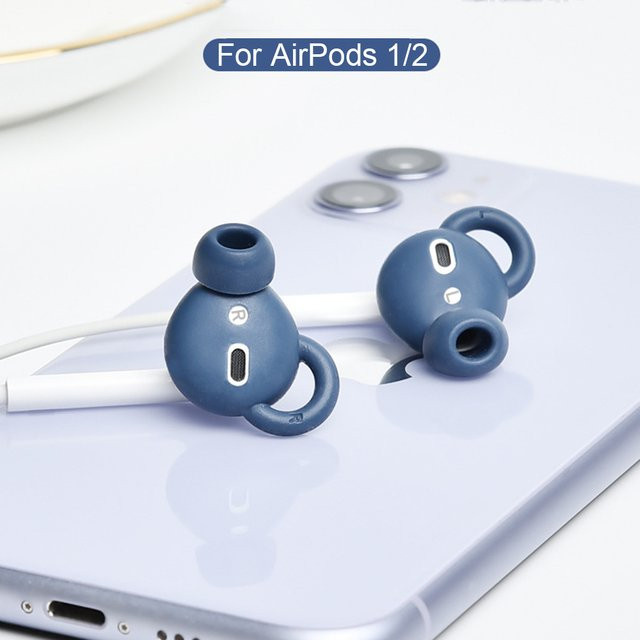 Silikon-Ohrstöpsel-Abdeckung und Aufbewahrungstasche für Apple AirPods Bluetooth-Kopfhörer in Blau - Bild 1