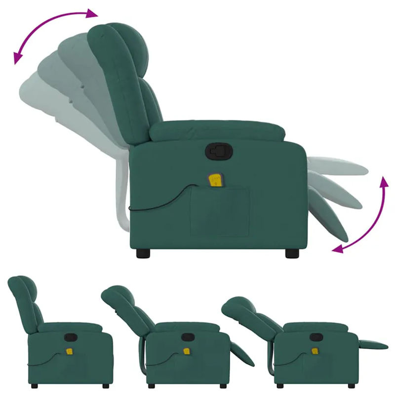 Vidaxl Ausklappbarer Massagesessel in Grün mit Stoffbezug im modernen Design - Bild 2