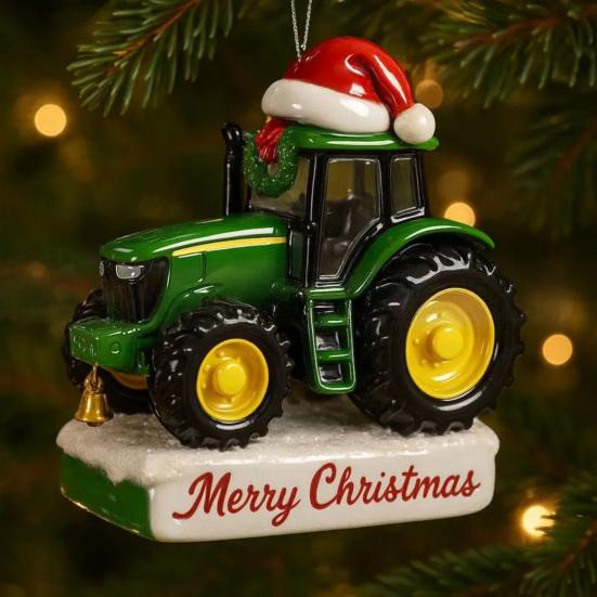 ModeMix Weihnachtsanhänger Traktor in Grün aus Acryl mit Kordel - Bild 2