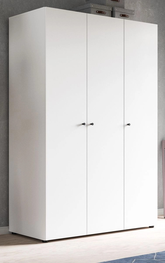 3-türiger Kleiderschrank Carter in Weiß mit Innenausstattung, Breite: 120 cm, Höhe: 176 cm - Bild 1