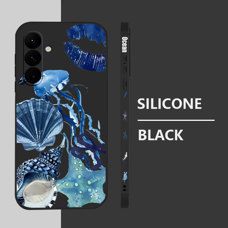 Samsung Handyhülle Soft Cover mit Quallen Conch Print in Grau für Galaxy S25 FE S24 S23 Ultra S22 S23 Plus A56 A17 A16 A36 A55 A54 A15 5G - Bild 2