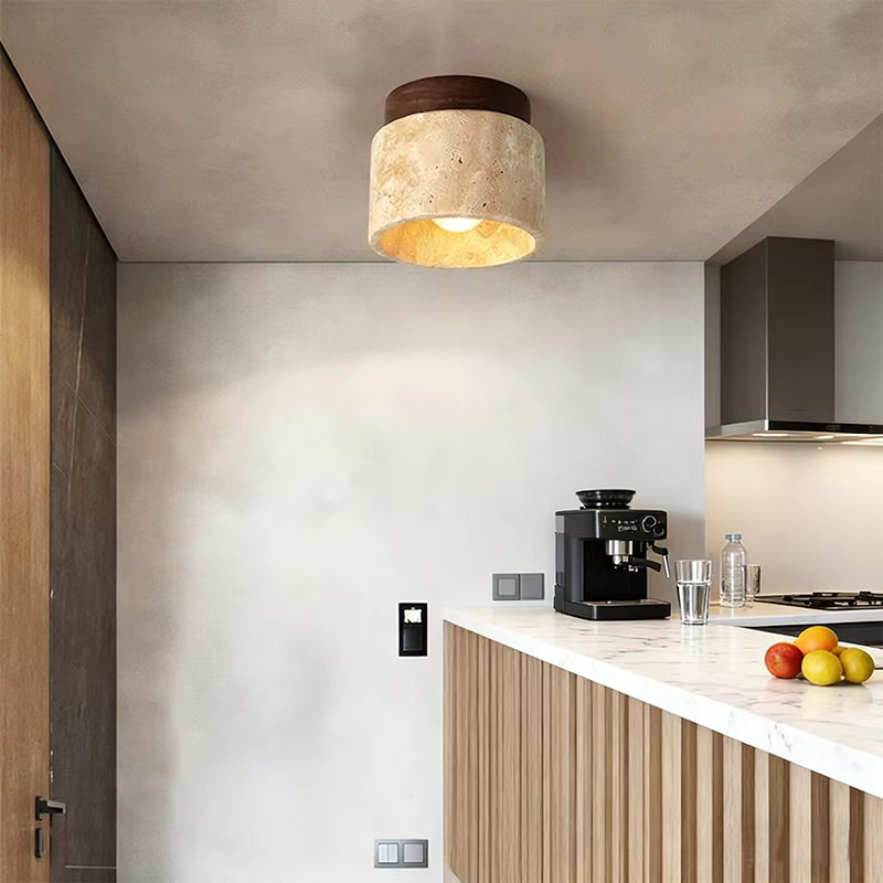 LINCCW Wabi Sabi LED-Deckenleuchte in Gelb mit Marmor-Design für Wohnzimmer, Flur und Balkon - Bild 2