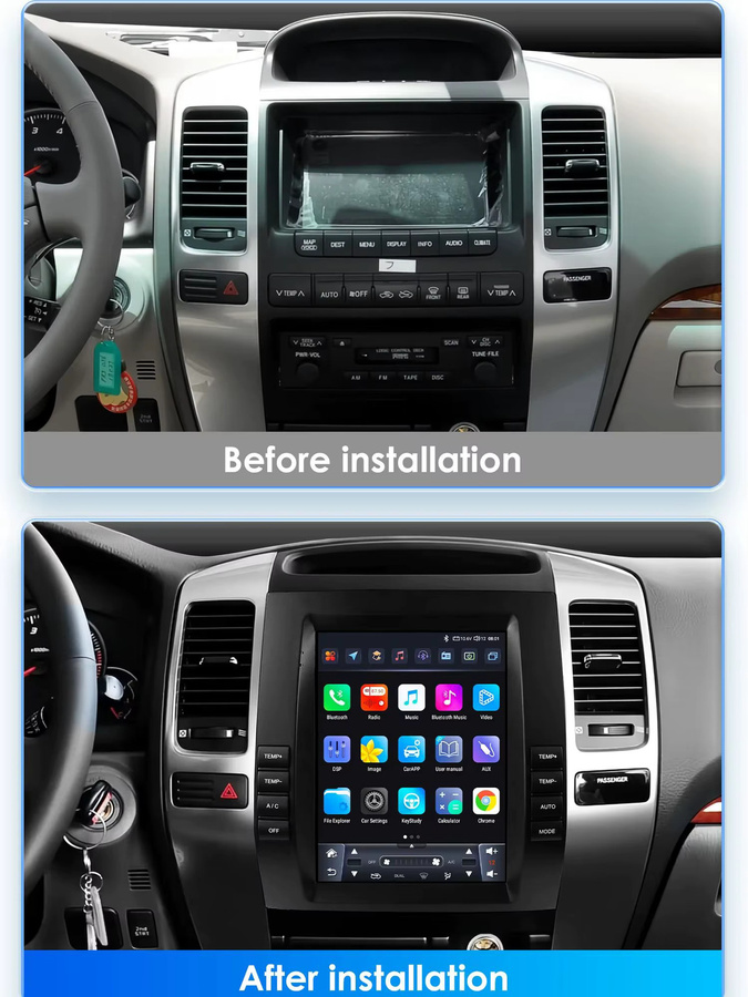 OSSURET Autoradio-Multimedia-Player für Toyota Land Cruiser Prado 120 und Lexus GX470 (2002–2009) mit 9,7 Zoll Display, GPS, 4G, Android Auto und CarPlay in Schwarz - Bild 7