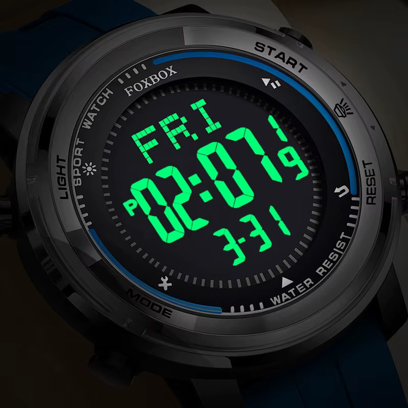 FOXBOX Digitaluhr, Chronograph, Silikon, Schwarz, Herren - Bild 1