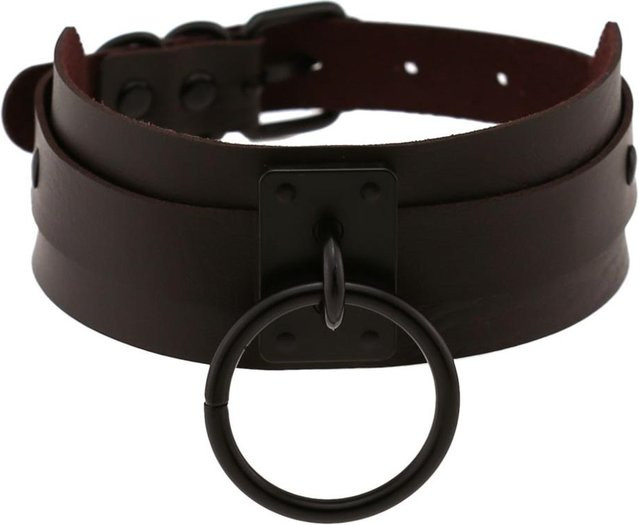 DIEZI Halskette Leder, Schwarz, Großer Kreis, Unisex - Bild 1