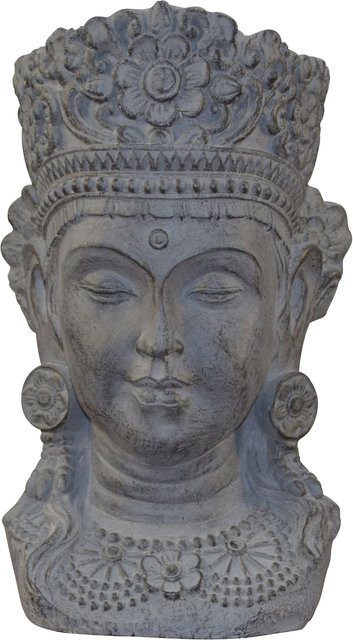 Pflanzgefäß Buddhakopf von möbel direkt online in Grau aus Polyresin, Tischaufsatz, Höhe: 26,0 cm, Breite: 24,0 cm, Tiefe: 43,0 cm - Bild 1