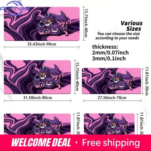 Potdemiel Gengar Family Pink Swirl Gaming-Mauspad rutschfeste Schreibtischunterlage in Pink - Bild 1