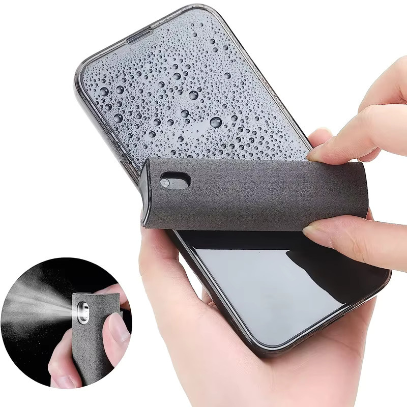 2in1 Mikrofaser Bildschirmreiniger Spray mit Reinigungstuch für Handy, iPad und Computer in Grau - Bild 2