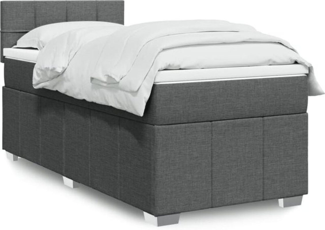 vidaxl Boxspringbett mit Matratze in Grau aus Stoff, B/T/H: 100 x 200 x 100,5 cm - Bild 1