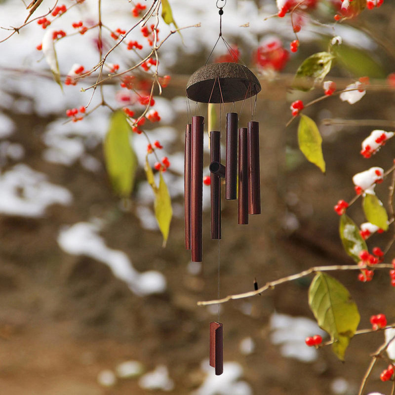 Tooarts Windspiel aus Bambus und Kokosnussschalen in Braun, rustikale Hängedekoration für Garten und Außenbereich, H x B x T: 75 x 14,5 x 14,5 cm - Bild 3