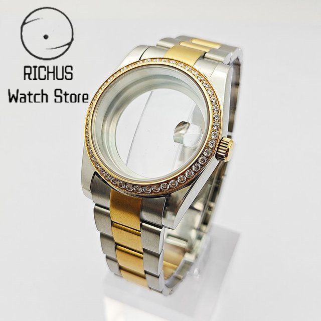 RICHUS Uhrengehäuse, Saphirglas, Edelstein-Lünette, 36/39 mm - Bild 1