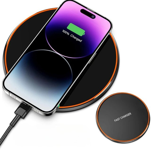 VIKEFON Kabelloses Induktions-Schnellladepad in Schwarz für iPhone und Samsung - Bild 1