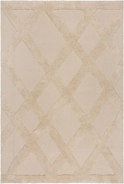 Geometrischer Teppich SILT von Kadima Design in Beige mit High-Low-Effekt aus Baumwolle, B: 200 cm, T: 290 cm - Bild 1