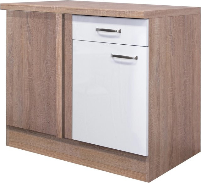 Flex-Well Küchen-Eck-Unterschrank Valero Hochglanz Weiß B: 110 cm, T: 60 cm, H: 86 cm - Bild 1