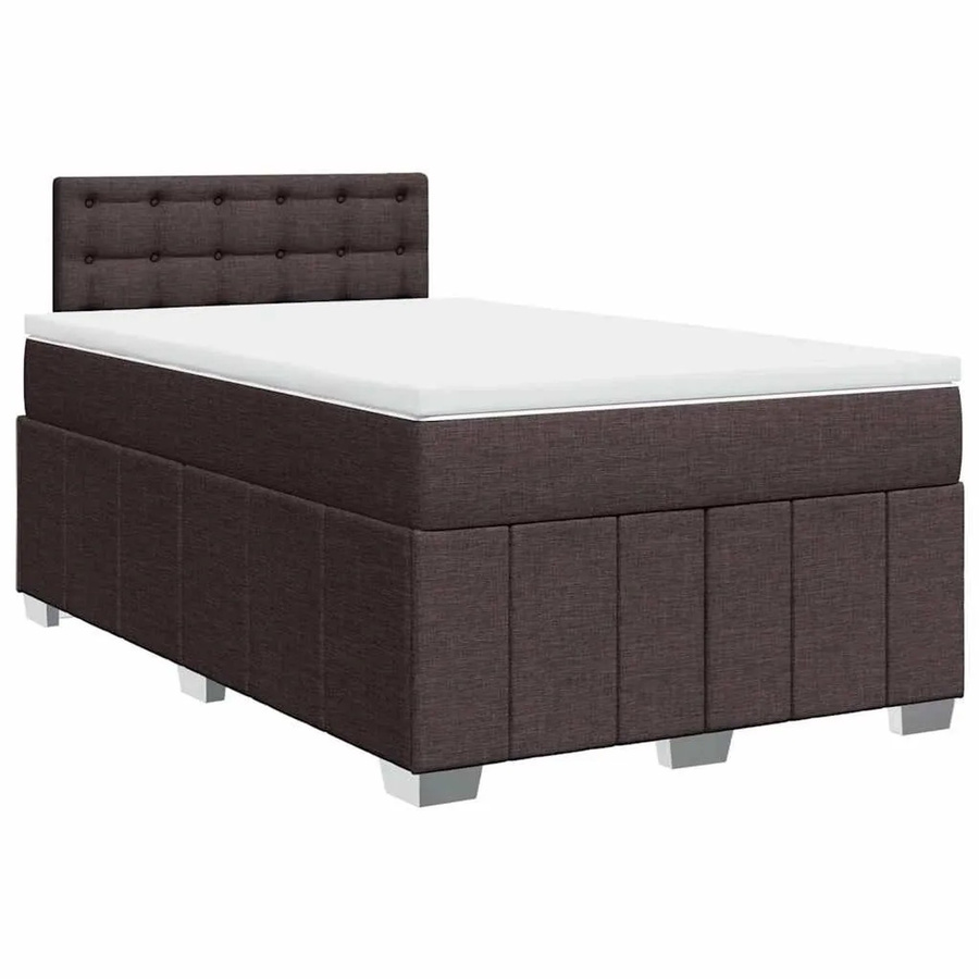 vidaXL Boxspringbett Dunkelbraun mit Matratze und Taschenfederkern B/T: 120 x 200 cm - Bild 2
