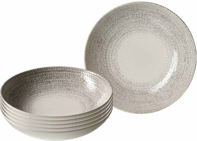Ritzenhoff & Breker Suppenteller Rimini aus Keramik, 6er Set, Durchmesser: 21 cm, Beige/Grau/Weiß - Bild 1