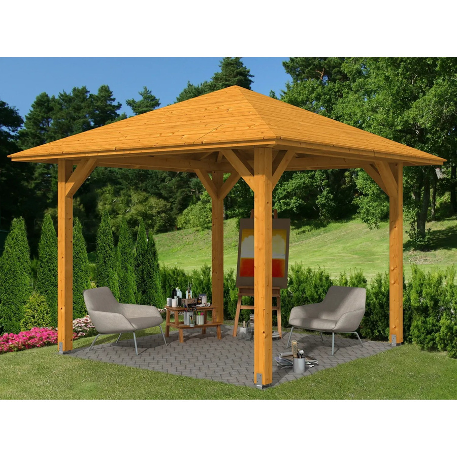Skan Holz Pavillon Cannes 1 aus Fichte in Eiche hell und Beige, B/T/H: 294 x 294 x 294 cm - Bild 2