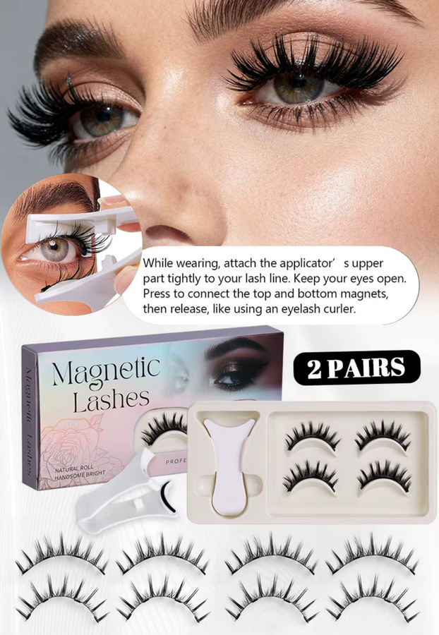 GIOIO Magnetische Wimpern, 2 Paar, natürlich, mit Pinzette - Bild 3