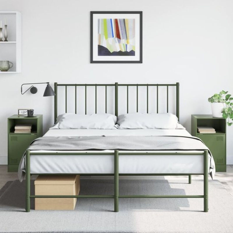 Vidaxl Nachttische 2er Set aus Stahl in Grün im Industrial Design B/T/H: 34,5 x 39 x 62 cm - Bild 1