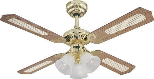 Westinghouse Princess Trio Deckenventilator in Messing mit Rattan-Elementen, Durchmesser: 105 cm, Höhe: 43 cm - Bild 1