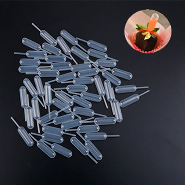 HUXUAN 100 Stück Einwegpipetten aus Kunststoff, transparente Squeeze Transferpipetten mit 4 ml Füllmenge für Erdbeere, Cupcake, Eis und Schokolade - Bild 1
