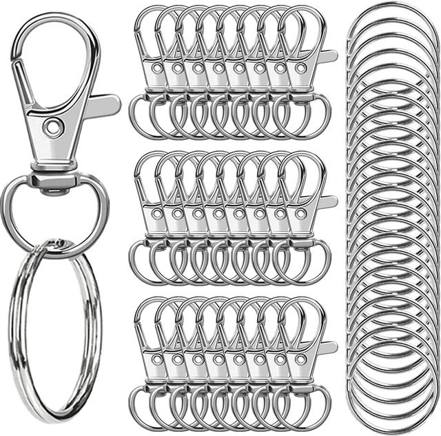 Set aus drehbaren Federclips mit Schlüsselringen in Gold und Silber für DIY-Bastelarbeiten und Schlüsselanhänger aus Metall - Bild 1