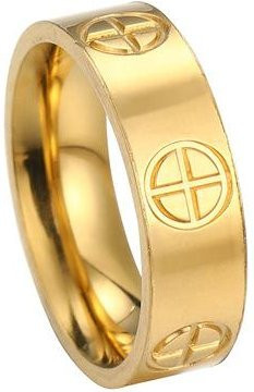 Ring Edelstahl, Gold, Kreuz, Unisex - Bild 1