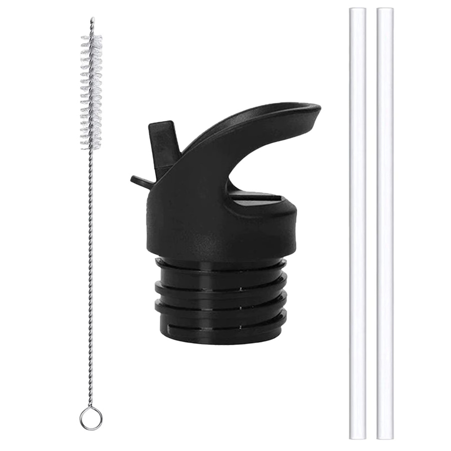 Kesoto Ersatzdeckel mit Strohhalm und Reinigungsbürste in Schwarz für Wasserflaschen - Bild 2