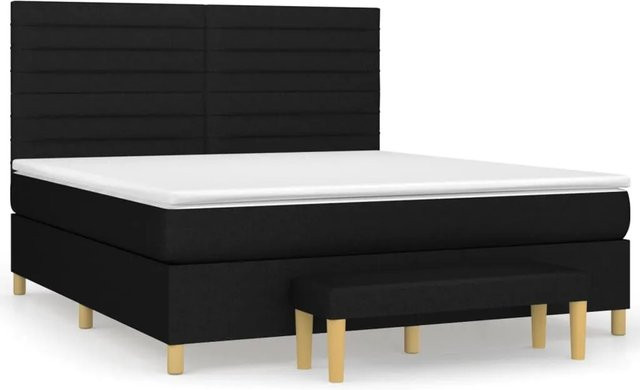 vidaXL Boxspringbett Hybrid mit Matratze und Bank in Schwarz, B/T/H: 160 x 200 x 128 cm - Bild 1