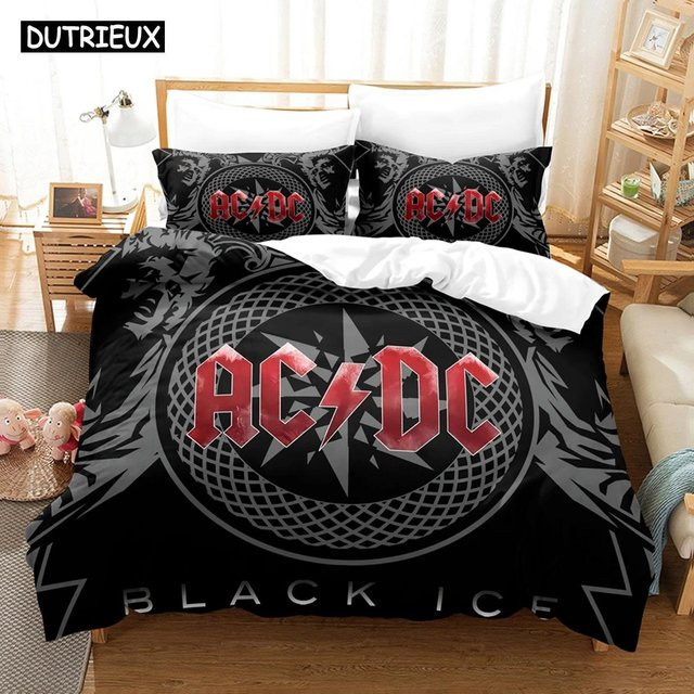 Binchi Outdoor Product AC/DC Musik Bettwäsche-Set mit Kissenbezug, Schwarz, B/H: 264 x 228 cm - Bild 1