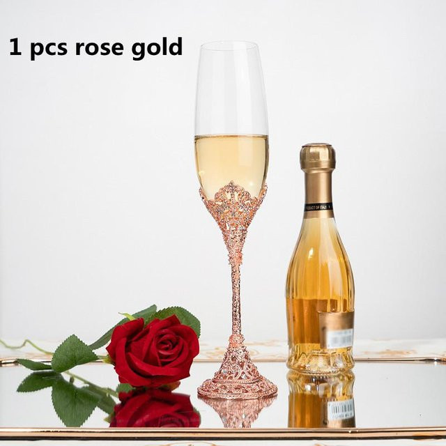 Yiran Furniture Champagnergläser aus Kristall mit silbernem Metallfuß und filigranem Muster, 230 ml - Bild 1