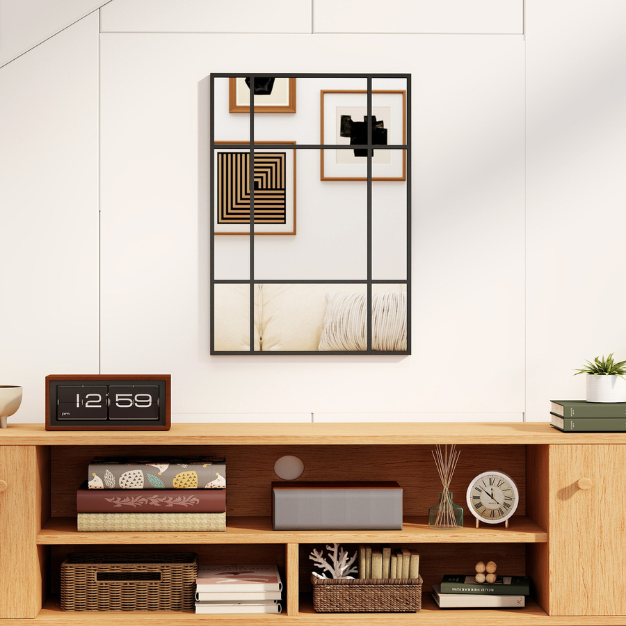 HOMCOM Wandspiegel Schwarz mit Metallrahmen, rechteckiger Dekorspiegel für Schlafzimmer und Badezimmer, Breite: 50 cm, Höhe: 70 cm - Bild 2