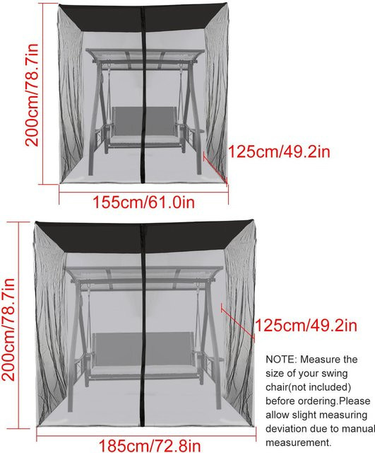 Shoemst Outdoor-Schaukelstuhl-Mesh-Netz aus Polyester in Grau mit wasserabweisender Überdachung - Bild 1