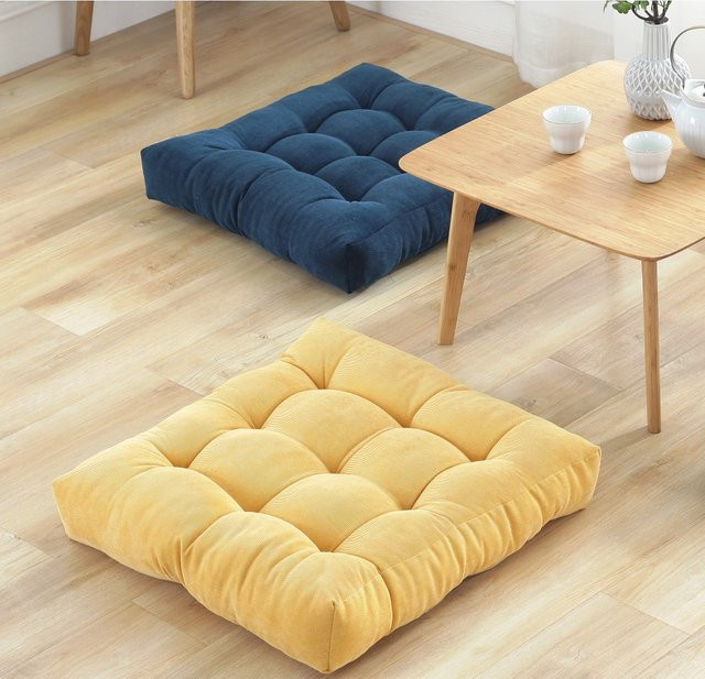 Inyahome Bodenkissen quadratisch grau verdickt für Meditation Yoga und Home Office - Bild 1