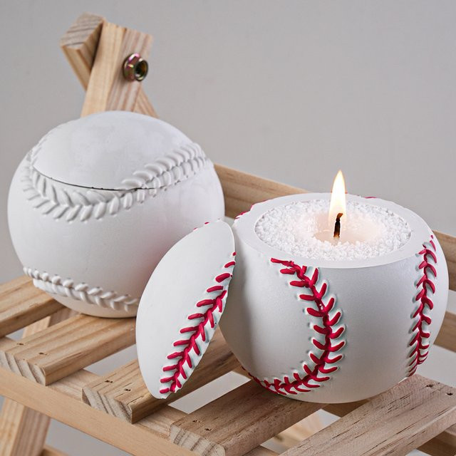 UDOCOOL Silikonform für Baseball-Kerzenhalter mit Deckel in Weiß zur DIY Gestaltung von Gips- und Beton-Ornamenten - Bild 1