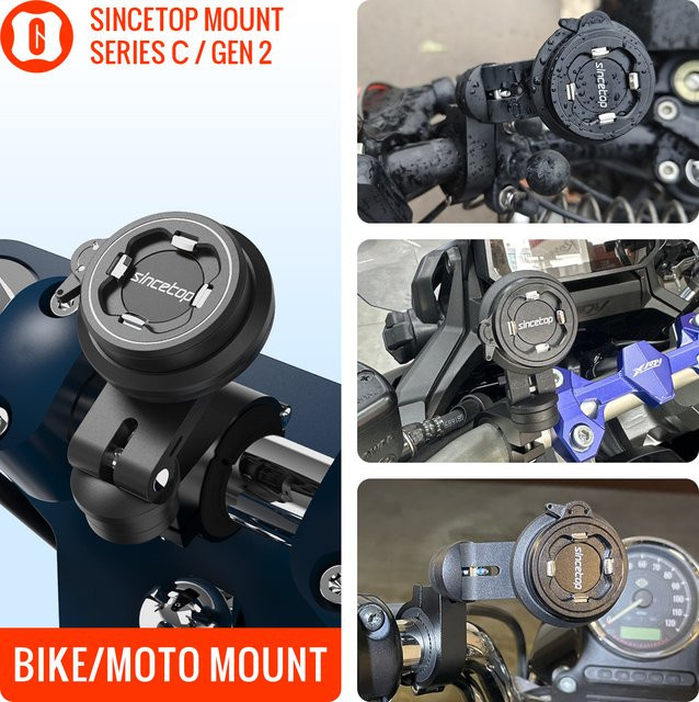 Sincetop Motorrad Lenker Telefonhalterung mit Anti-Vibrations-Dämpfer aus Aluminium für MTB und Rennrad in Schwarz - Bild 1