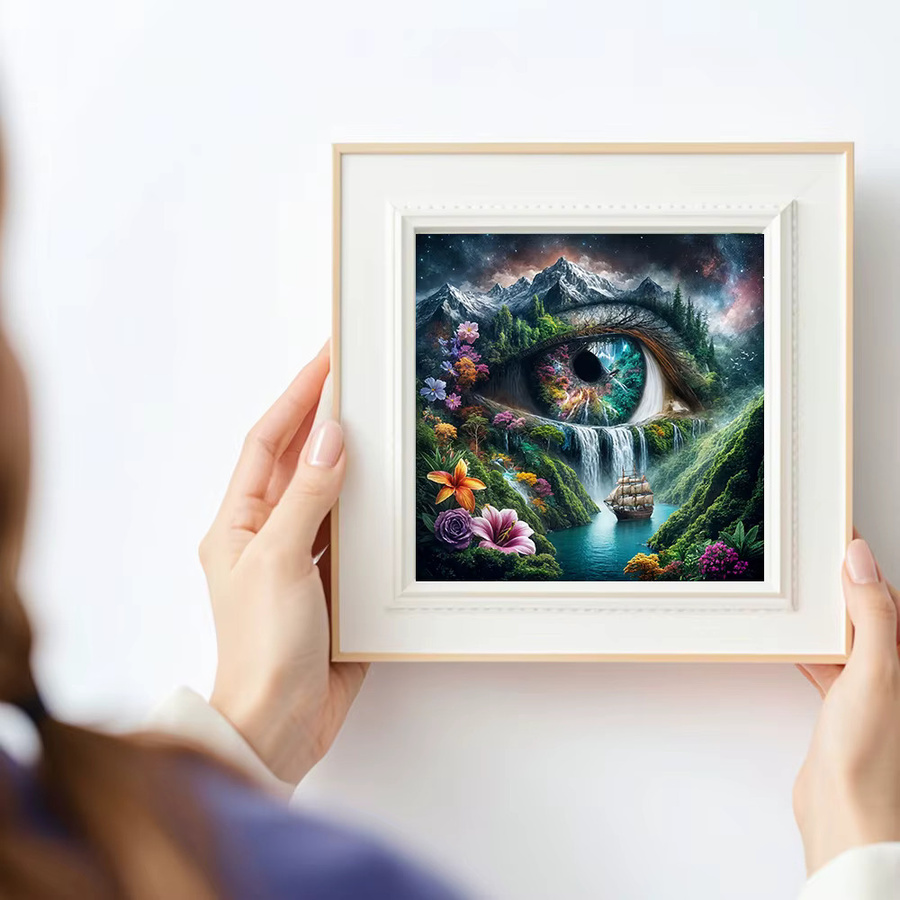 Huacan DIY Diamantmalerei Landschaft mit Wasserfall und Wald als Mosaik-Set in Mehrfarbig, B/H: 20 x 20 cm - Bild 3