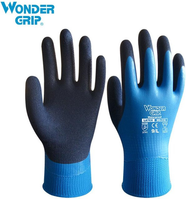 Wonder Grip Thermo Plus kältebeständige Arbeitshandschuhe mit doppelschichtiger Latex-Beschichtung in Schwarz, Größe L - Bild 1