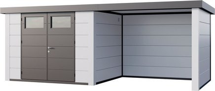 Telluria Gerätehaus Classico 3024 Lounge S Rechts mit weißen Ecken, B/H/T: 582 x 238 x 258 cm, Weiß - Bild 1