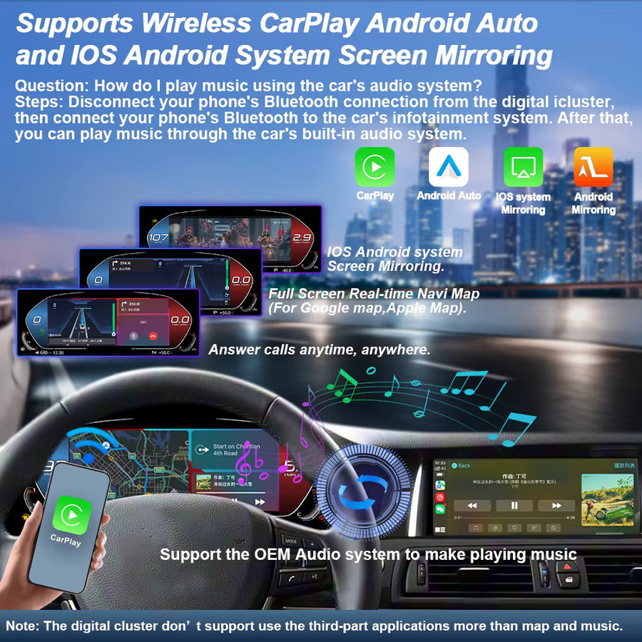 AUTOTOP 11 Zoll Linux Wireless CarPlay Virtuelles Cockpit für BMW 3er E90 E91 E92 E93 mit Android Auto und Bluetooth in Schwarz - Bild 3
