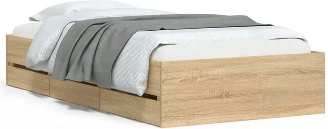 vidaXL Bettgestell mit Schubladen in Sonoma-Eiche Braun aus Holzwerkstoff B/T/H: 90 x 200 cm - Bild 1