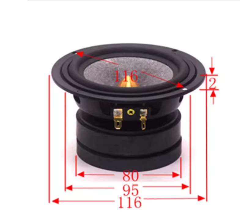GHXAMP 4-Zoll HIFI-Breitbandlautsprecher in Schwarz, 8Ω 12W, passiv für kräftigen Bass und Mitteltonbereich - Bild 3