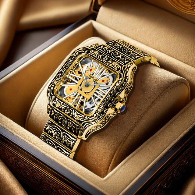 MEIRUIQI Armbanduhr Automatik, Gold, Herren - Bild 1