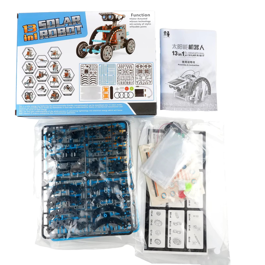 stemedu 13-in-1 solarbetriebenes Roboter-Wissenschaftsset, DIY-Bausteine - Bild 6