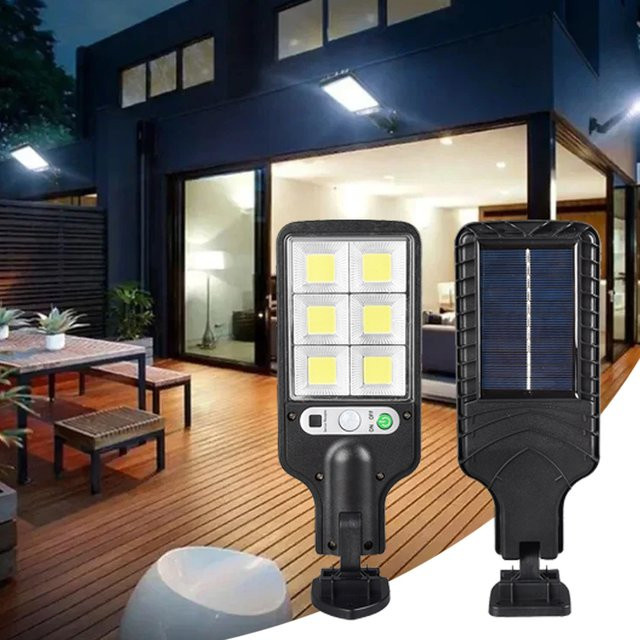 MeeToo Solar-Strahler mit PIR-Bewegungsmelder und 3 Lichtmodi, wasserdichte Solar-Straßenlaterne in Schwarz für Garten und Außenbereich - Bild 1