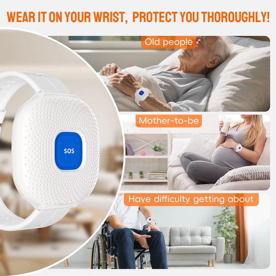Tuya Smart Wifi SOS-Armband in Weiß: Wasserdichtes Sicherheits-Armband mit Notfallalarm und Sturzalarm für Senioren - Bild 3
