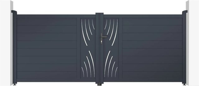 Casanoov Elektrisches Flügeltor Veleta aus Aluminium in Anthrazit und Grau mit Drehtorantrieb Ranger B150, B/H: 355 x 145 cm - Bild 1