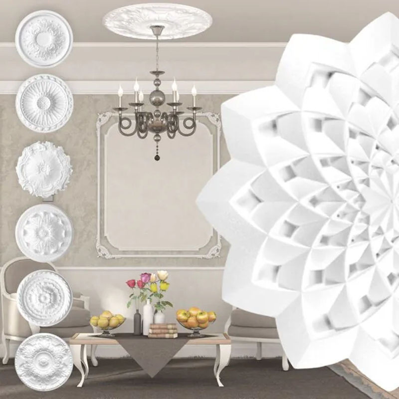 Marbet Design Stuckrosette R-33 aus EPS Styropor in Weiß, runde Deckenrosette für dein Wohnzimmer, Durchmesser: 63,1 cm - Bild 1