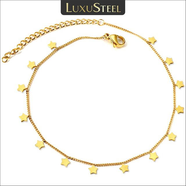 LUXUSTEEL Fußkettchen Edelstahl, Sterne, Gold, Damen - Bild 1